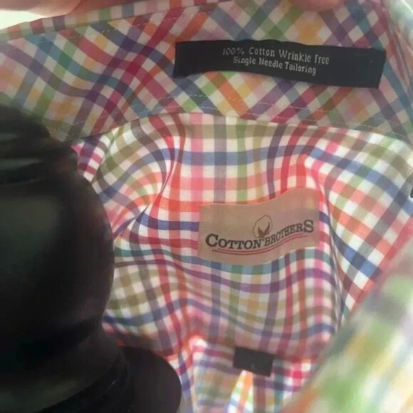 Men’s long sleeve, large multicolor plaid dress shirt - Picture 4 of 5